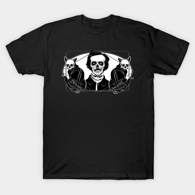 Poe and Skull Cats T-Shirt by Von Kowen